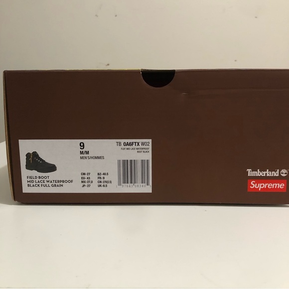 Supreme X Timberland Black Leather Field Boot (9) - Picture 8 of 11